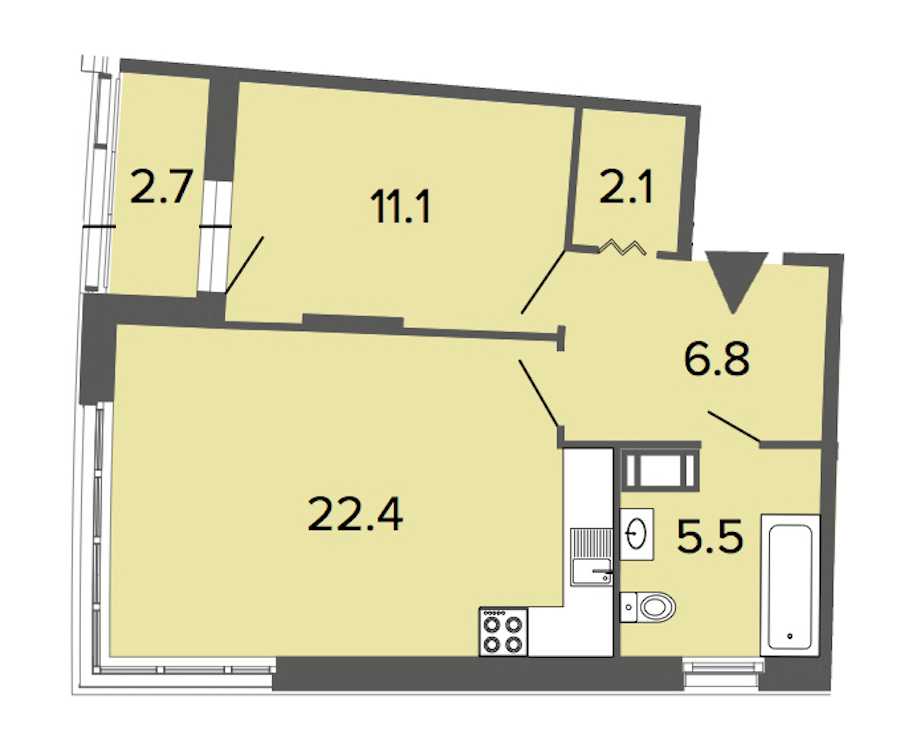 Однокомнатная квартира в : площадь 47.9 м2 , этаж: 14 – купить в Санкт-Петербурге